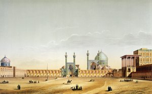 O Palácio Real e o Mesdjid-i-Shah, Isfahan, placa 6-7 de "Monumentos Modernos da Pérsia", gravada por A. Levie, 1856